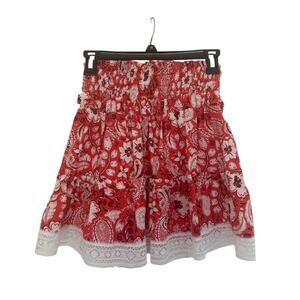 Kasia Ruffle Tiered Skirt Paisley Western Elastic Waist Mini Skirt Size Medium